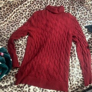 croft + barrow red cableknit turtleneck sweater (s: M)